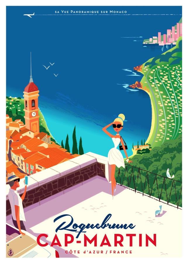 Charmant 2 Pieces Vue Sur Mer Et Monte-Carlo A Roquebrune Cap Martin Luaran gambar